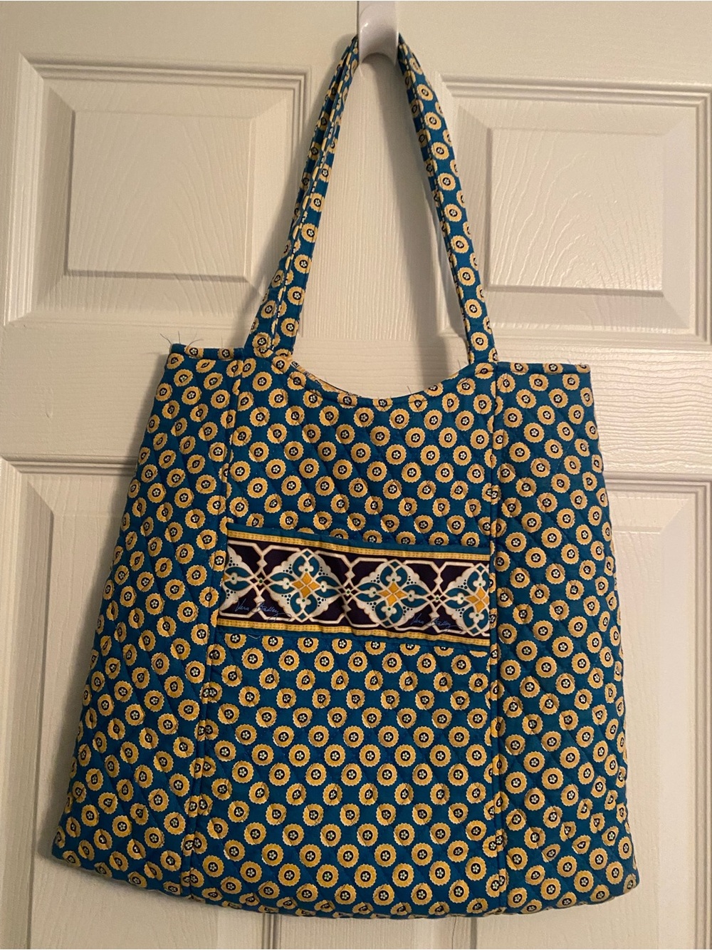 Vera Bradley Blue and Yellow Printed Tote Bag